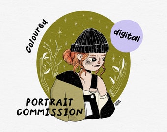 Digitales farbiges Portrait Auftrags | Haustier Portrait Illustration | Stilisierte Portrait-Auftrag | Cartoon Portrait