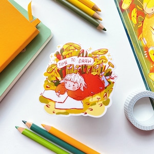Tijd om te tekenen | Mat vinylsticker | Laptopsticker | Duurzame decoratie van hoge kwaliteit