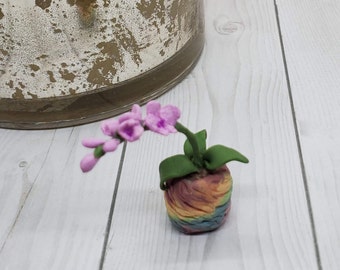 1:12 Scale Hand Made Red Orchid Tumdee Dolls House Flower Garden Accessory 1s