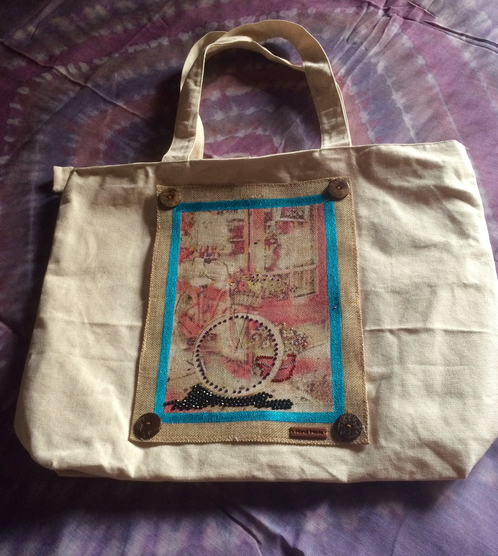 Bag decoupage arutala handmade canvas tote bags by Irene Etsy