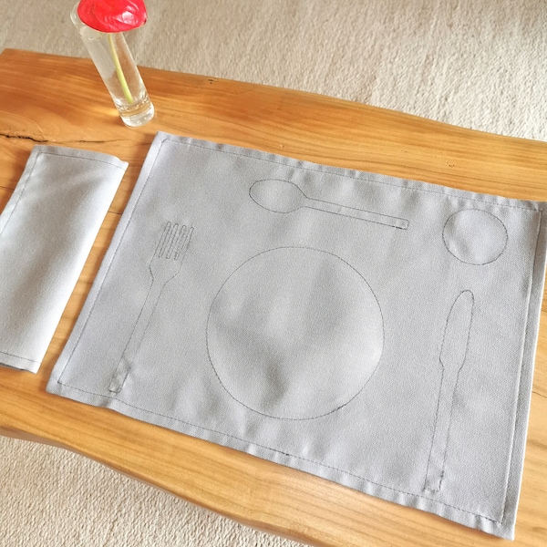 Set de table Montessori + Serviette - Fait main