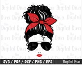 messy bun mom SVG, curly hair messy bun svg Download, svg dxf eps jpg png, mom bun and coffee run svg, messy bun and getting shit done svg