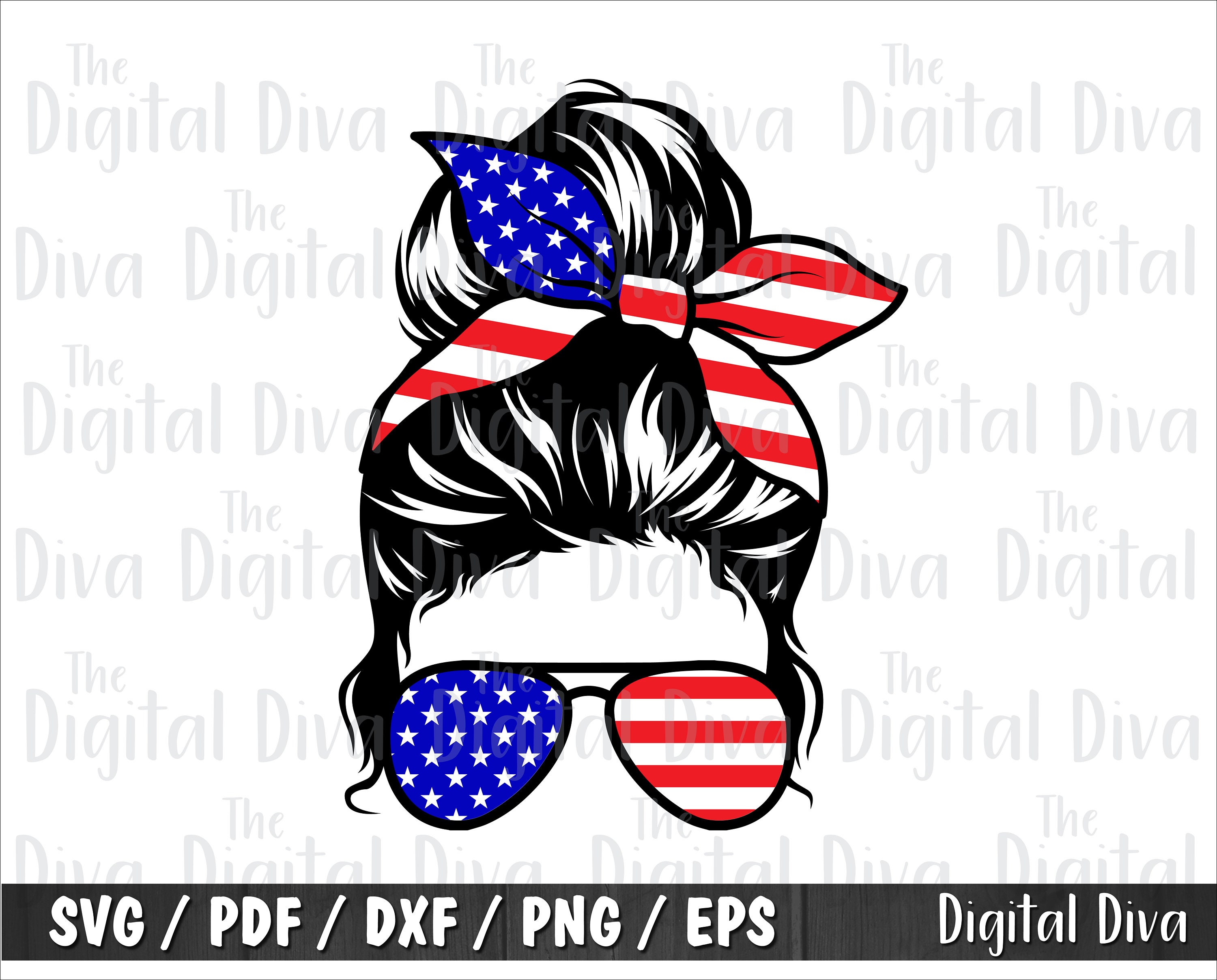 USA mom bun svg, american flag mom bun SVG, USA t-shirt cut file, pat…