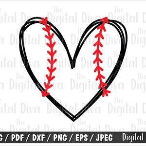Baseball Heart SVG Softball Heart Svg Cut File Softball Svg - Etsy