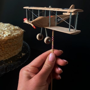 Airplane Cake Topper Birthday, Pilot, Aviator, Time flies, Travel, Plane Theme Party decor