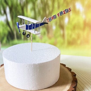 Wooden Airplane Cake Topper Time Flies Plane With Custom Banner First ...