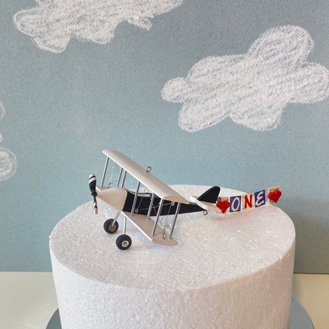 Airplane Cake Topper banner One Time Flies First Birthday | Etsy