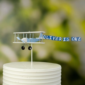 Sky Blue Airplane Cake Topper, Custom Name, First Birthday