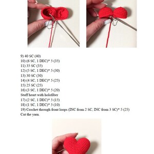 Crochet pattern Heart, Amigurumi pattern Valentines day image 4