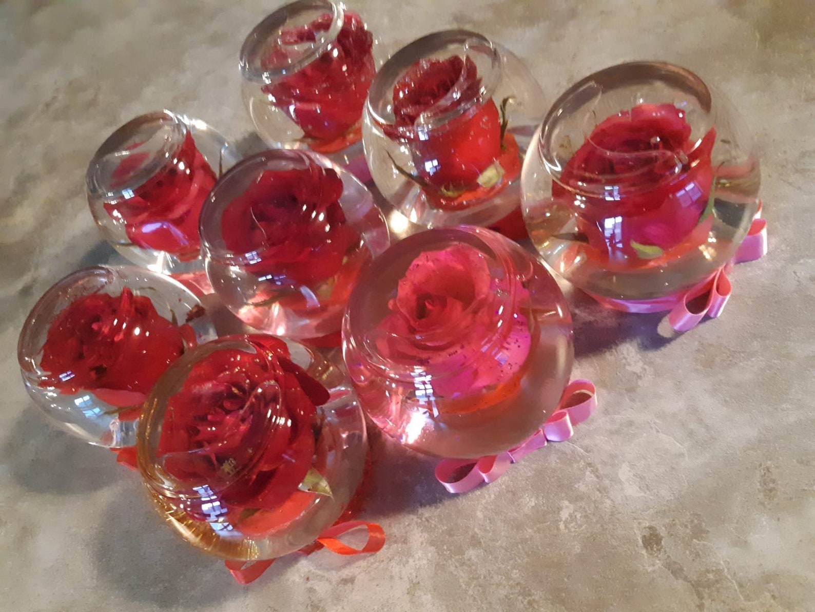 Real preserved rose in a water glass globe/Infinity Etsy