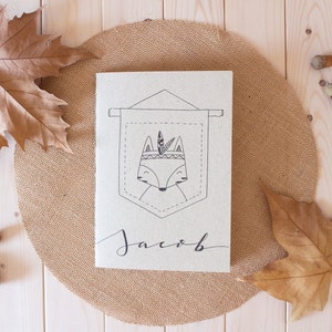 Cuaderno infantil personalizado y ecológico, cuaderno A5 personalizable y dibujado a mano para niños, regalo ecológico para niños