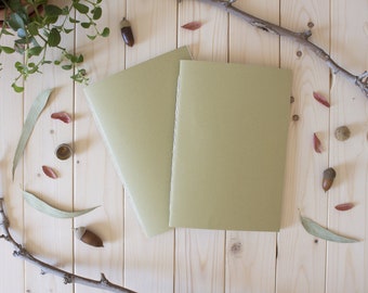 Carnet cousu à la main en papiers écologiques, journal A5 Natural en papier olive relié à la main, Cadeau original pour les amoureux de la nature