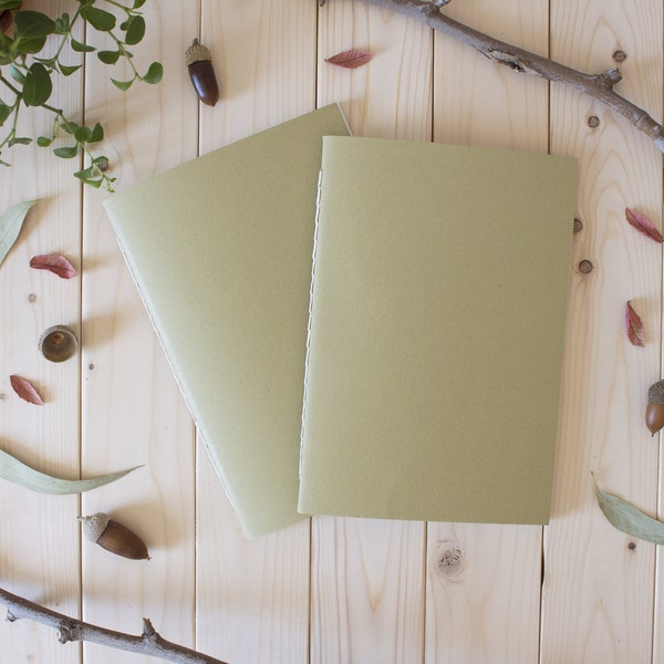 Handgenähtes Notizbuch aus umweltfreundlichen Papieren, A5 Naturtagebuch aus Olivenpapier von Hand gebunden, Original Geschenk für Naturliebhaber