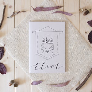 Sustainable A5 algae journal for children bound by hand, Personalized hand-drawn & hand-lettered notebook, Gift for parents who love nature