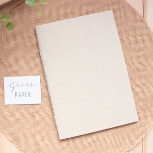 Natural notebook from eco-friendly paper, A5 textured paper journal hand-bound, Sustainable beige notebook, Soft cover blank journal