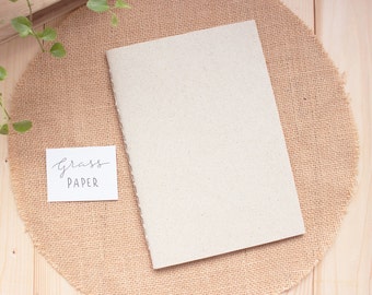 Cuaderno natural de papel ecológico, diario de papel texturizado A5 encuadernado a mano, Cuaderno beige sostenible, Diario en blanco de tapa blanda