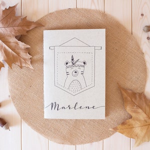 Cuaderno infantil personalizado y ecológico, cuaderno A5 personalizable y dibujado a mano para niños, regalo ecológico para niños