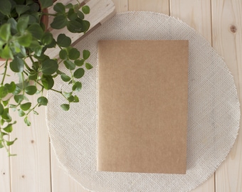 Rustic kraft notebook made from corn paper, A5 Natural and eco-friendly brown journal bound by hand, Sustainable gift for nature lovers