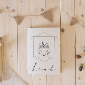 Eco-friendly hand-drawn journal for children, Customizable A5 hand-sewn notebook for kids, Personalized gift for nature lovers parents