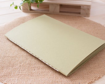 Eco-friendly journal made from zero waste olive paper, A5 Hand-sewn natural green notebook, Bohemian and rustic gift for nature lovers