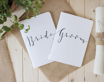 Nachhaltiges Boho Thema Hochzeitsvows Bücher, Set von 2 umweltfreundlichen Gelübden Notizbücher von Hand gebunden, Personalisiertes Geschenk für Braut und Bräutigam