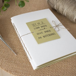 Mini quaderno ecologico in stile boho rilegato a mano, set di due diari rustici A6 cuciti a mano realizzati con carta senza alberi, regalo per gli amanti della natura