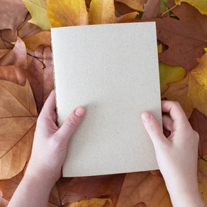 Cottagecore sustainable notebook sewn by hand, A5 Rustic & Eco-friendly journal made from grass paper, Christmas gift for nature lovers