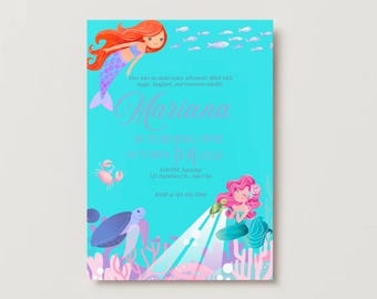 Mermaid Birthday Video Invitation with Music | Editable Template | Digital Video Invite for Girl | Under the Sea Theme | Instant Download