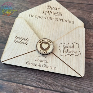 Wooden Envelope Gift Case for Mothers Day, Birthdays, Christmas or Thank you Envelope