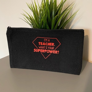 Regalo per gli insegnanti Piccola borsa di tela personalizzata utilizzata come borsa per cosmetici, portacavi o astuccio con cerniera, piccola borsa color crema e piccola borsa grigia