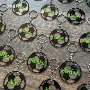 Personalised Round Acrylic Football Keyring – Clear Name Keychain with Sports Design | Custom Football Gift for Kids & Fans