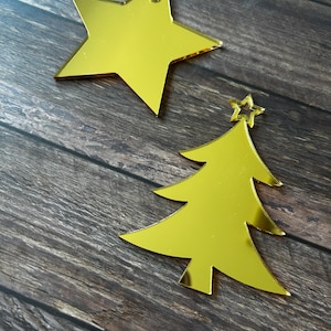 Mirrored Acrylic blanks for crafting - Star or Christmas Tree