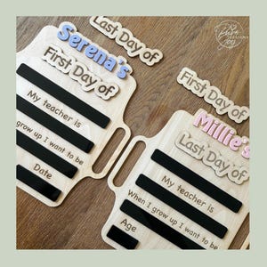 Personalised First Day/Last Day of School Memory Boards with Coloured 3D Name Header