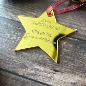 Personalised Mirrored Acrylic Star or Christmas Tree