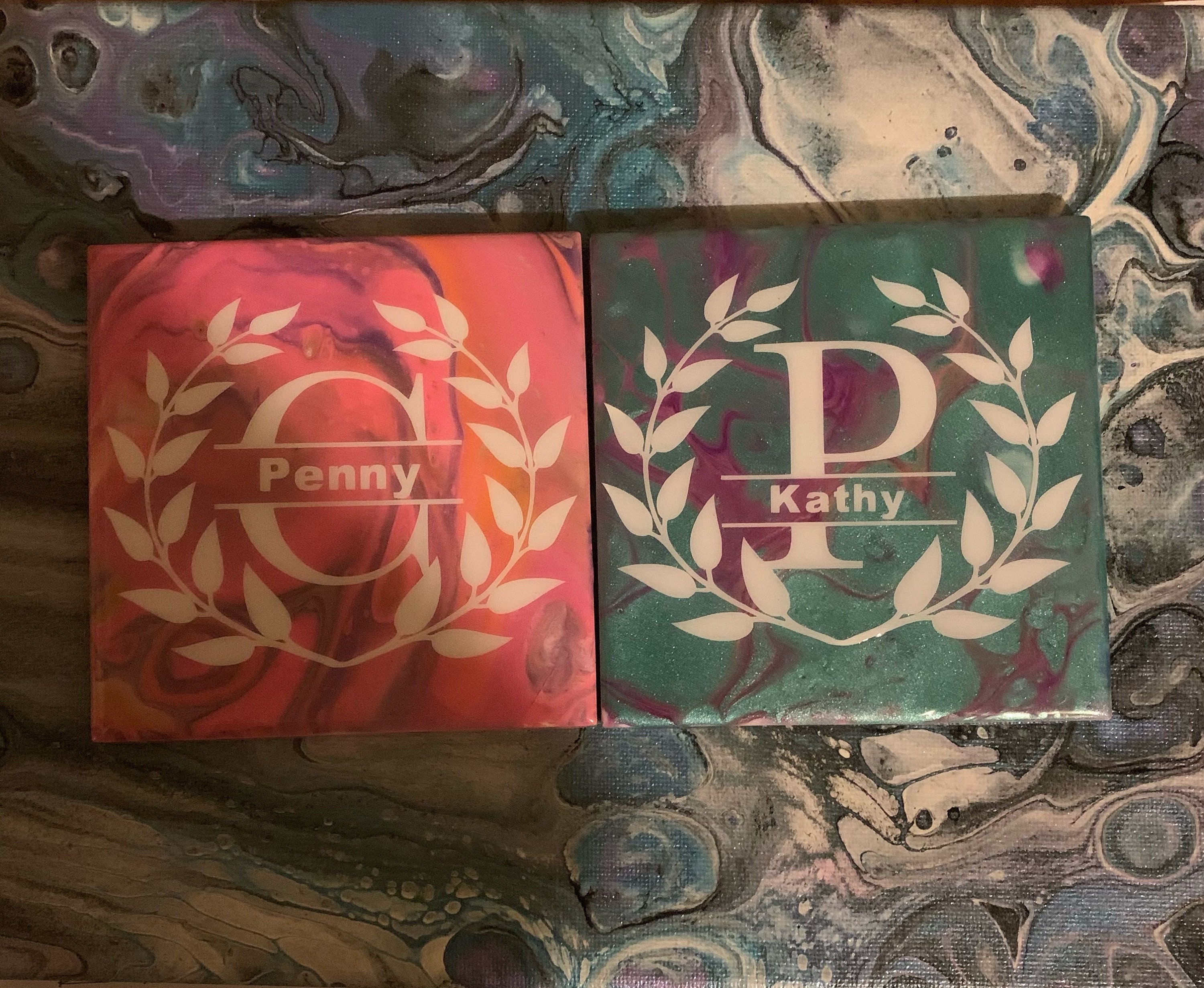 Ceramic personalized Coasters Etsy