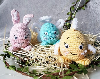 Crochet pattern : Amigurumi bunny, chicken and angel ornament Amigurumi pattern (English PDF)