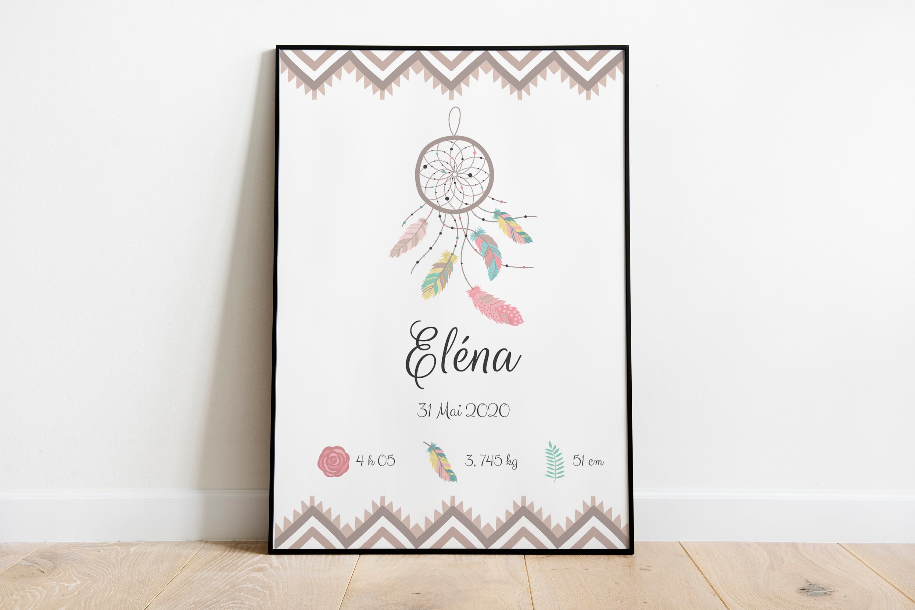 Affiche/Cadre Naissance - Attrape-Rêve Style Bohème