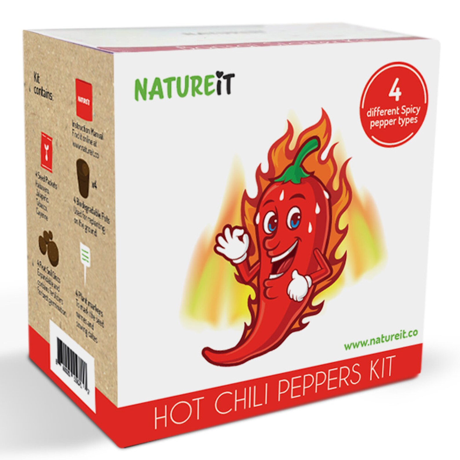 Hot Chili Peppers Seed Starter Kit Grow 4 Spicy Peppers From Seeds. All