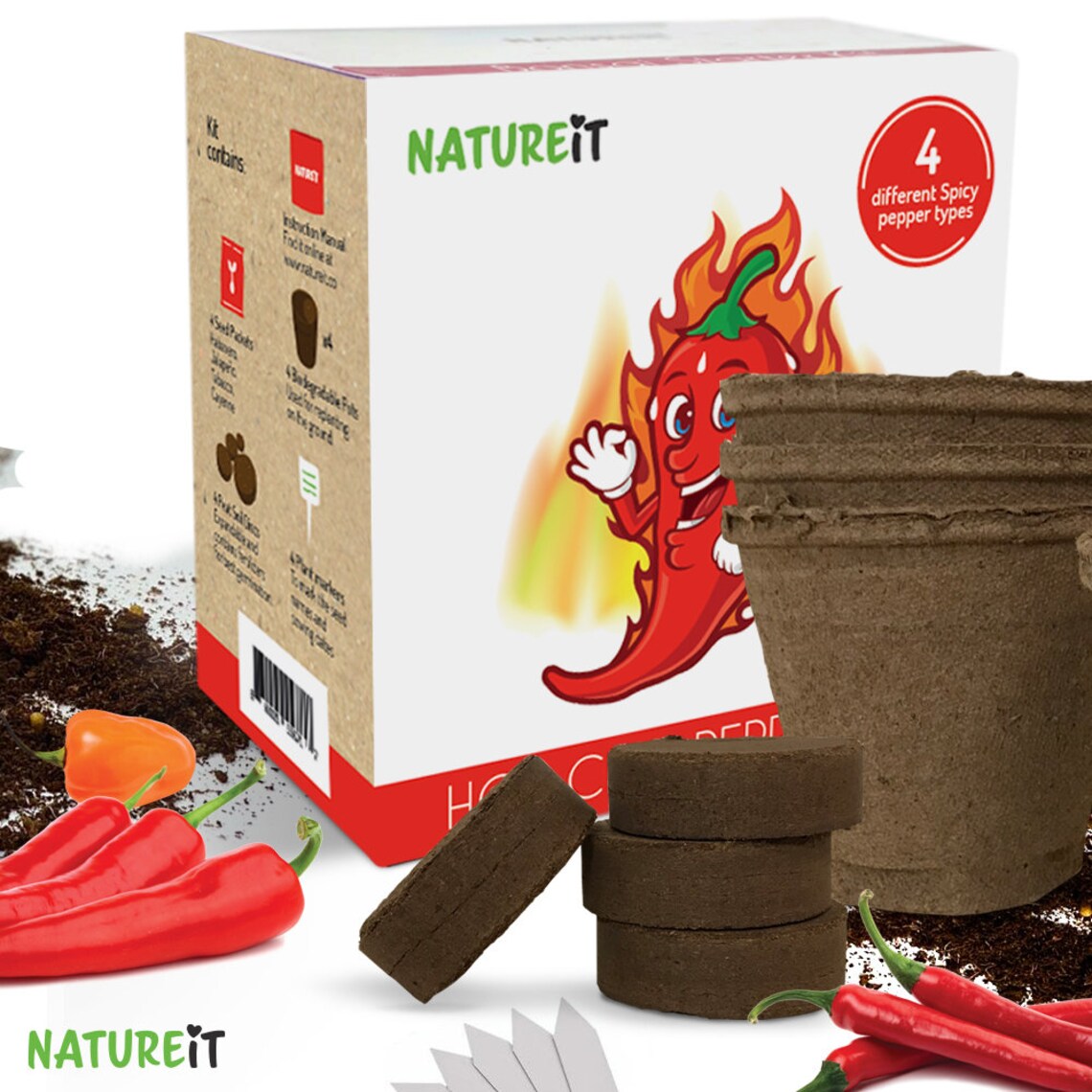 Hot Chili Peppers Seed Starter Kit Grow 4 Spicy Peppers from Etsy