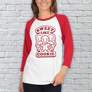 Sweet Like Cookie Raglan Shirt - Christmas Gingerbread Baseball Tee