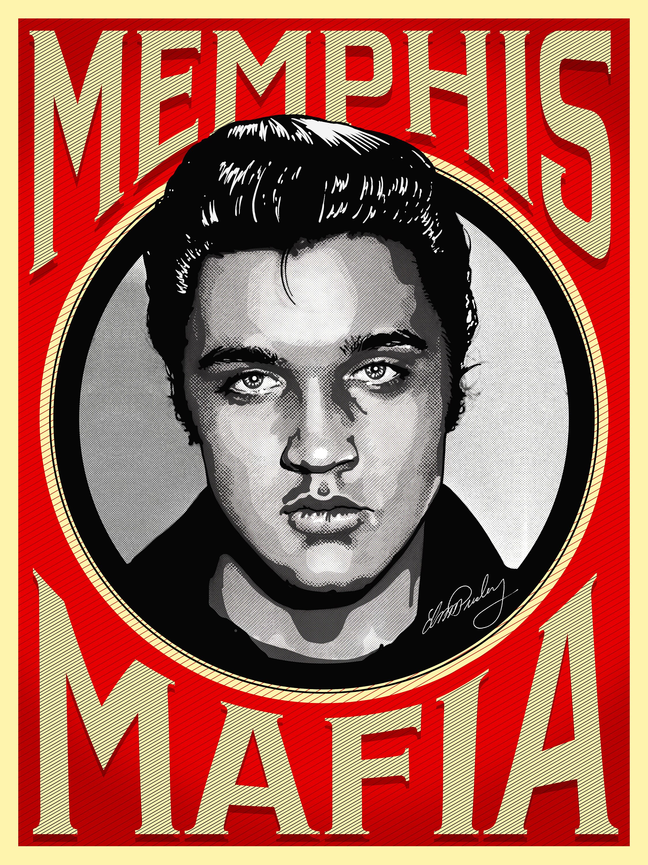 Elvis Presley Digital Download Illustration, Memphis Mafia Inspired ...