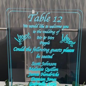 LED coloured table light seating plaques. image 1