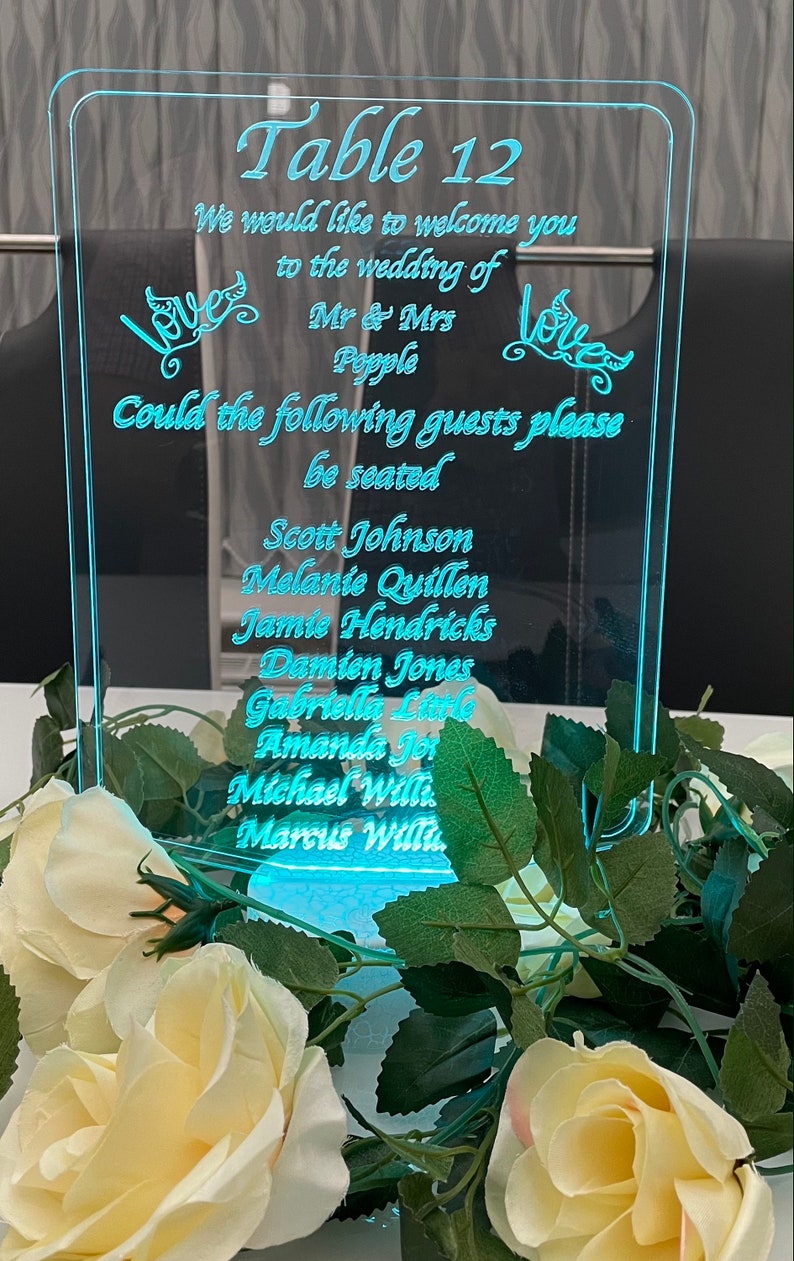 LED coloured table light seating plaques. image 1