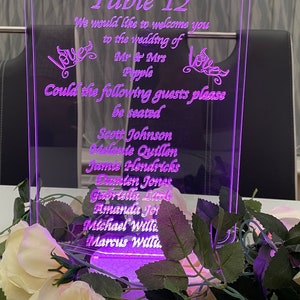 LED coloured table light seating plaques. image 6
