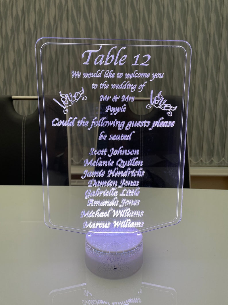 LED coloured table light seating plaques. image 5