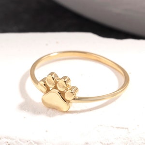 10K,14K,18K Gold Paw Engraved Ring, Pet Memorial Ring, Pet Remembrance Ring, Gift For Dog Lovers, Gift For Cat Lovers, Personalized Paw Ring
