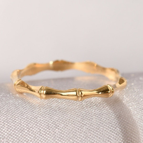 10K, 14 K, 18 K Solid Gold Bambus Ring, Bambus Ring, Zierliche Bandring, Geschenk für sie, Geschenk für Mama, Geburtstagsgeschenk, Muttertagsgeschenk, Schwestern Geschenk