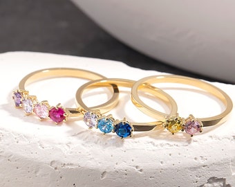 10K, 14K, 18K Solid Gold Birthstone Ring •Custom Birthstone Ring •Personalized Birthstone Ring• Mother's Day Gift •Custom Gift •Gift For Mom