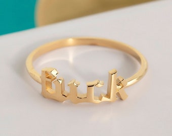 10K,14K,18K Gold Fuck Ring, Fuck Jewelry, Middle Finger Ring, Gold Knuckle Ring, Gold Fuck Ring, Gift For Her, Fuck Ring, Fuck Written Ring