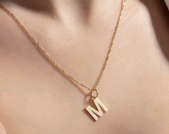 10K 14K 18K Solid Gold Letter Charm, Initial Pendant, Unisex Letter Pendant, Alphabet Charm, Personalized Initial Necklace,Mother's Day Gift